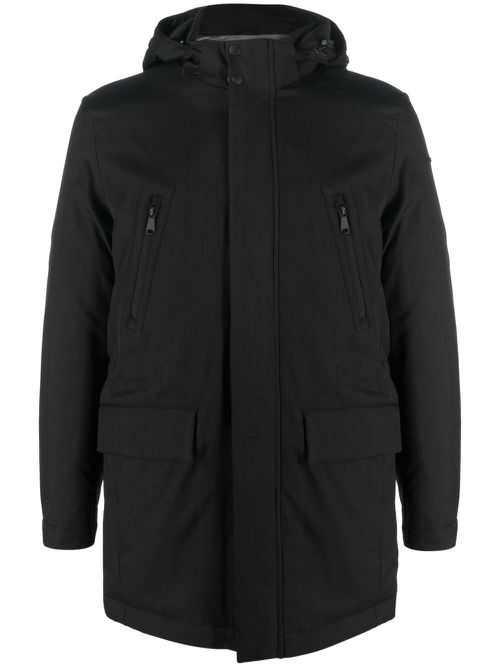Hooded zip-up padded jacket - Black