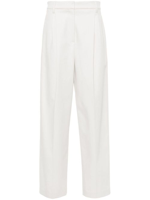 Pleat-detail straight-leg trousers - Neutrals