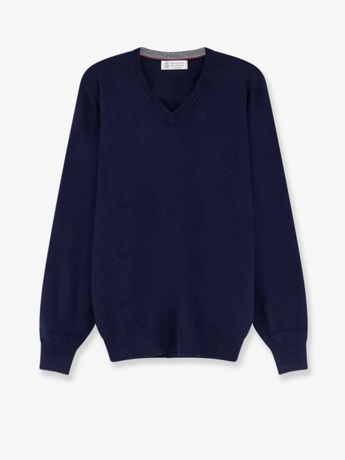 Cashmere V-Neck Sweater — Navy