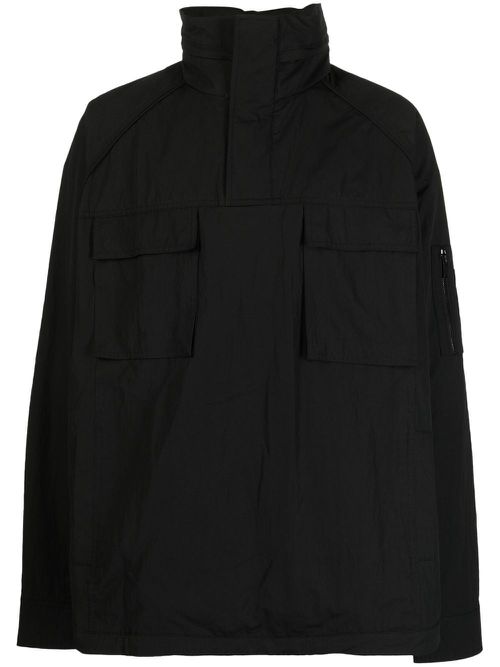 Flap-pockets hooded jacket - Black