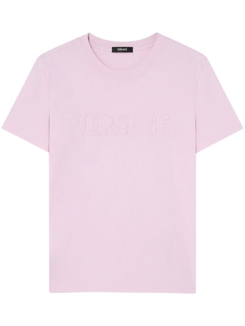 `` Fringed Logo Embroidery T-Shirt