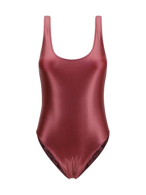 Metallic One-Piece Swimsuit — Rose gold