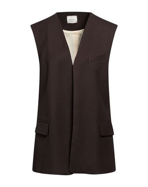 Chocolat Woman Tailored Vest Dark brown Size 4 Polyester, Virgin Wool