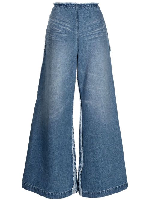Logo-patch cotton flared jeans - Blue