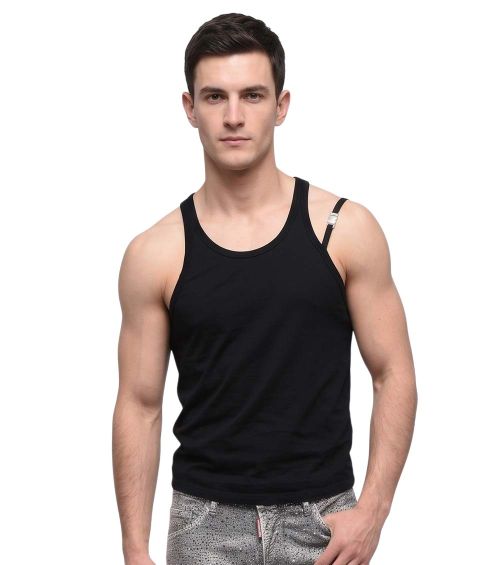 Black Round Neck Tank Top