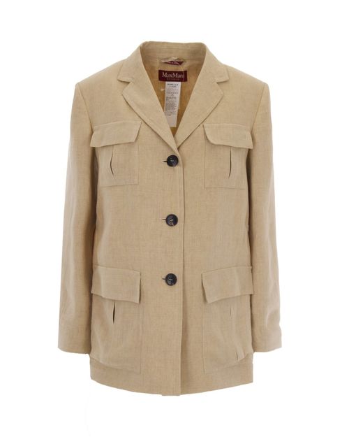 Beige Notched Lapel Blazer