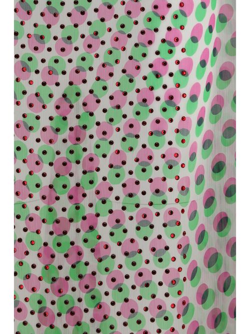 Polka-Dot Cape Silk Dress — Beige