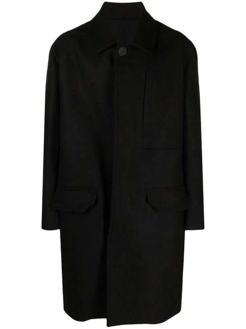 Jumbo virgin wool single-breasted coat - Brown
