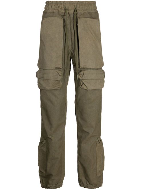 Logo-embroidered cargo track pants - Green