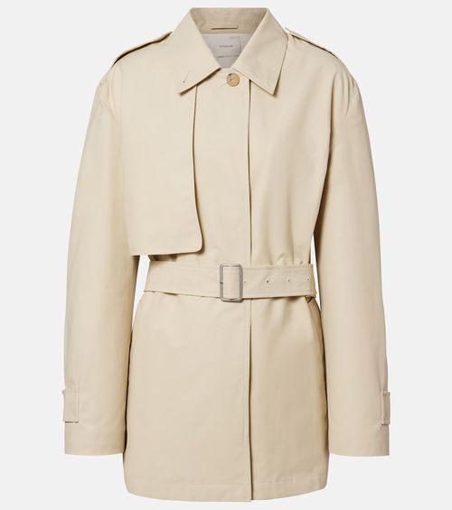 Cotton-blend cropped trench coat