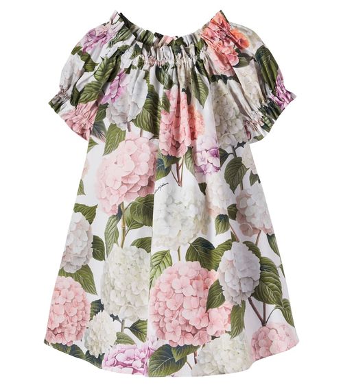 Floral gathered cotton dress