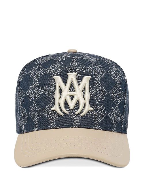 MA leather brim denim hat - Blue