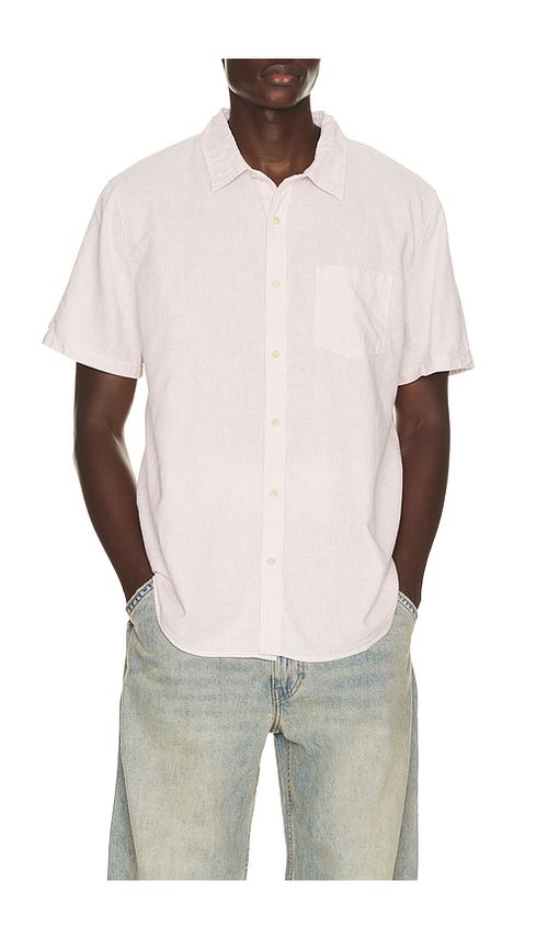 Marine Layer Better Than Linen Shirt in Purple. S. Also in M, L, XL/1X
