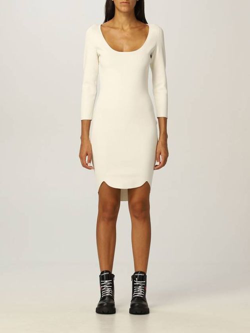 Three quarter-sleeved fitted dress - Black