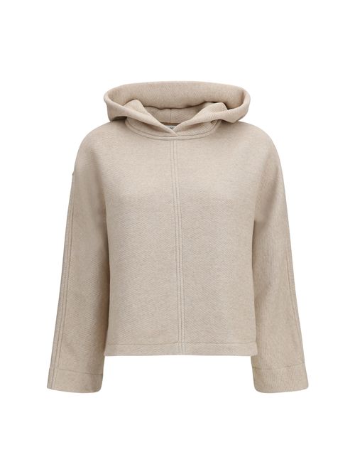 Hooded Cotton-Blend Sweatshirt — Beige