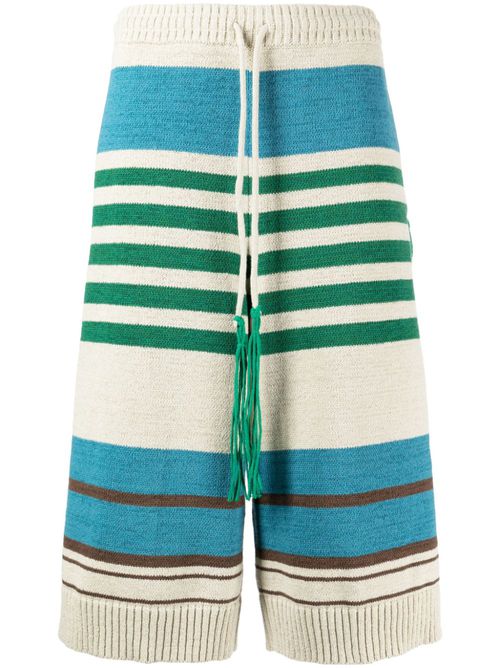Striped ribbed-knit shorts - Neutrals