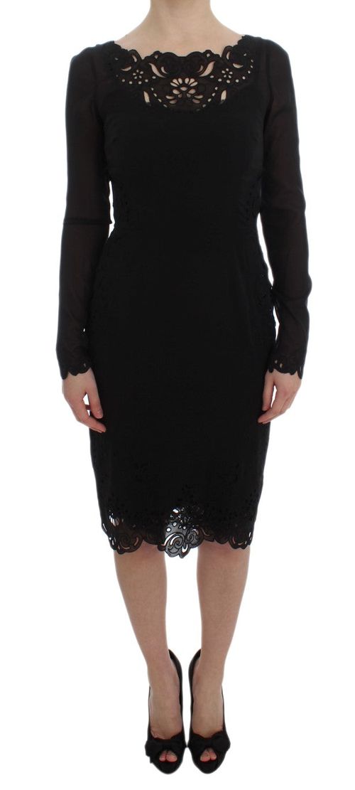 Silk Lace Bodycon Dress — Black