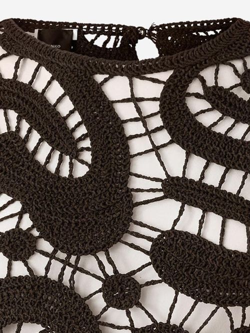 Geometric Crochet Tunic — Brown