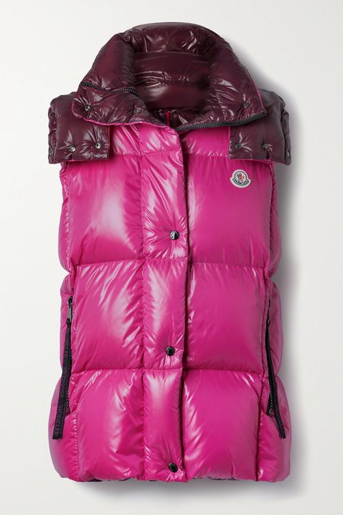 Luzule Two-tone Hooded Quilted Shell Down Vest - Fuchsia - 1