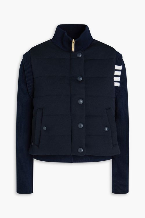 Reversible striped quilted wool jacket - Blue - IT 38