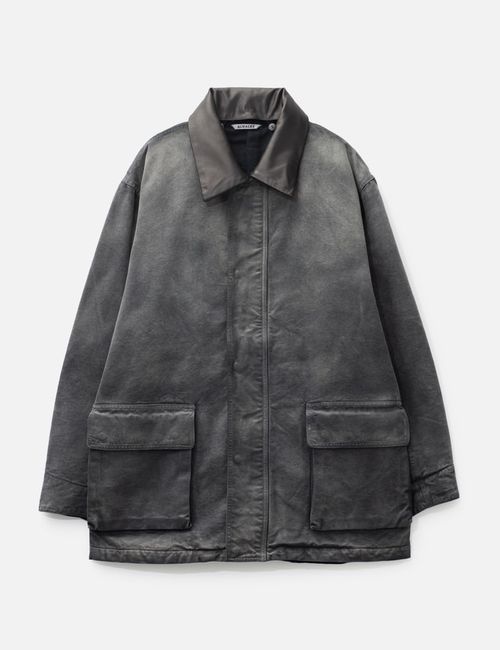 Leather-Trimmed Garment-Dyed Organic Cotton-Canvas Jacket