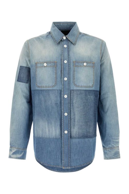 Patchwork Denim Shirt — Blue