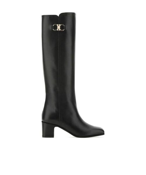 Gancini double-button knee-length boots