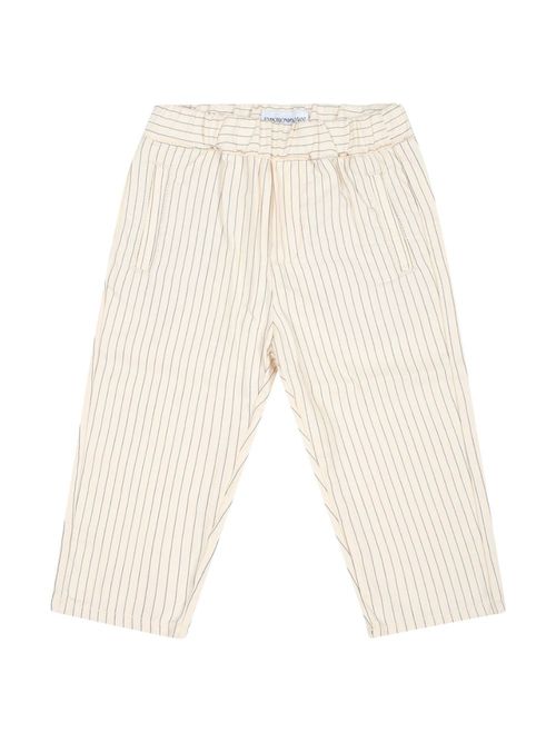 Striped cotton-linen trousers - White