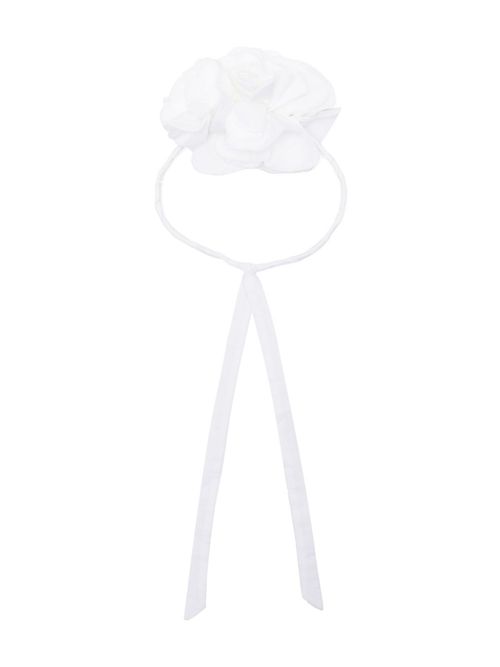 Floral-appliqué cotton headband - White