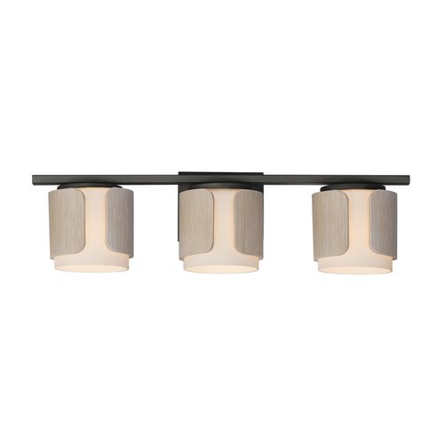 Natural Wood Charcoal Bathroom Vanity Light from the Draughtsman Collection