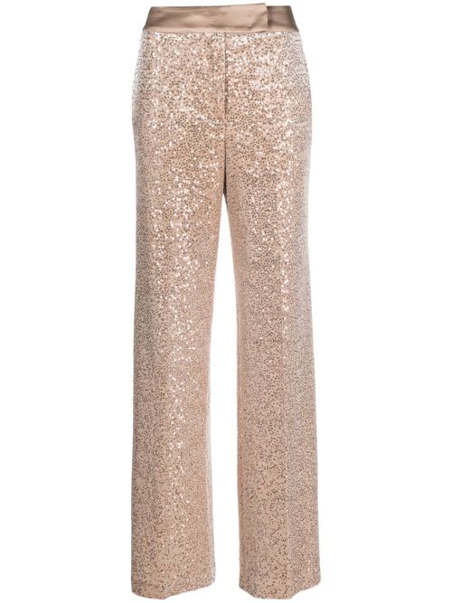 Sequinned straight-leg trousers - Gold