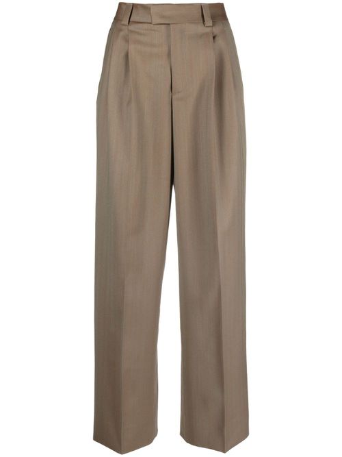 Wide-leg wool tailored trousers