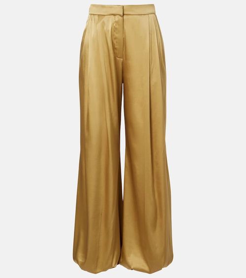 Silk-blend satin wide-leg pants