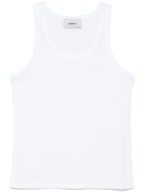 Embroidered-logo lightweight-jersey top - White