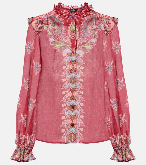 Printed crepon blouse