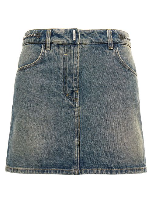 Denim with Chain Detail Mini Skirt — Blue