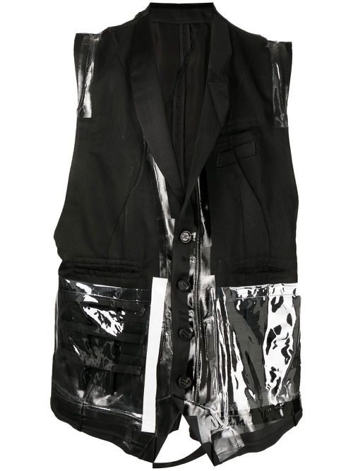 Panelled sleeveless blazer - Black