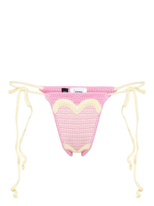 Heart crochet-knit bikini bottoms - Pink