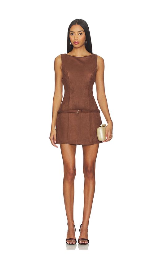 MORE TO COME Rileigh Mini Dress in Brown. XS also in L, M, S