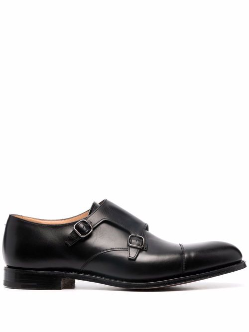 Detroit almond-toe monk shoes - Black