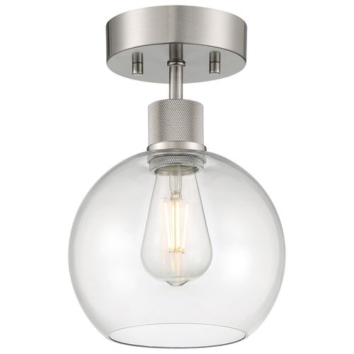 Brushed Steel LED Semi Flush Mount from the Port Nine Burgundy Collection