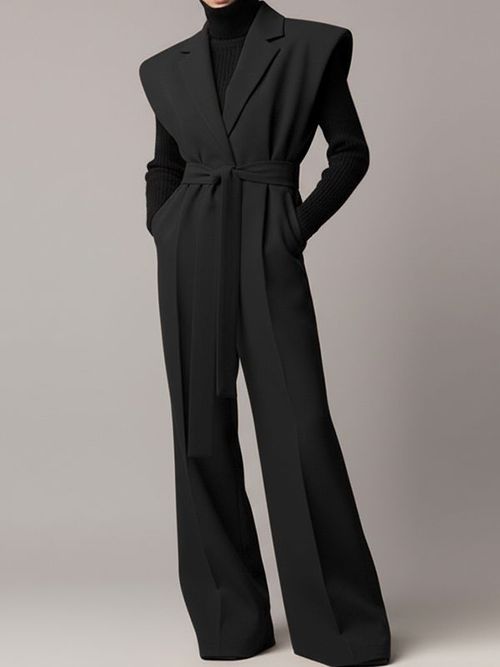 Men's Casual Solid Color Jumpsuit SKUL42428 - Black / S