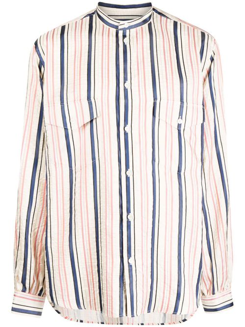 Stripes-print silk shirt - Neutrals