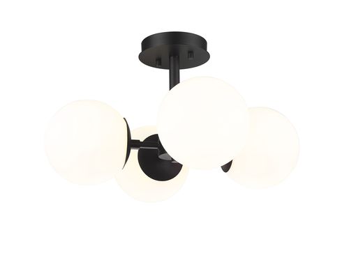 Midnetic 4-Light Semi Flush Mount Ceiling Light In Matte Black