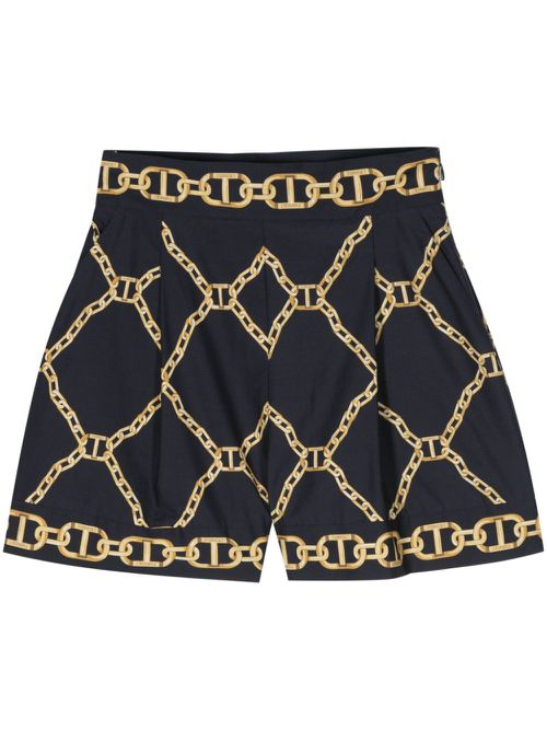 Chain-print shorts - Blue