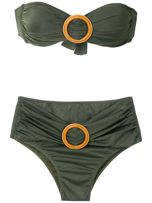 Buckled bandeau bikini set - Green