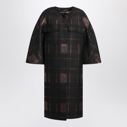 Max Mara Atelier Black Cocoon Coat In Jacquard Lamé