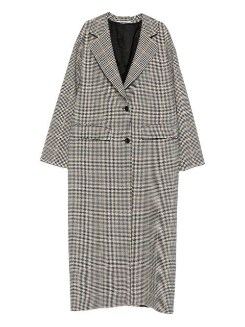 Wool Houndstooth Check Coat — grey