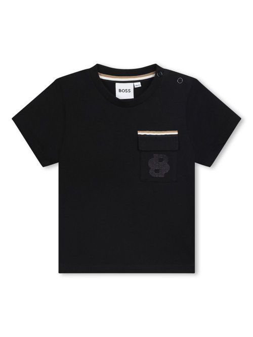 Logo-embroidered cotton T-shirt - Black