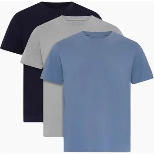 Ted Baker Men's 3-Pack Cotton Stretch Crew-Neck T-Shirts, Navy/Grey/Blue